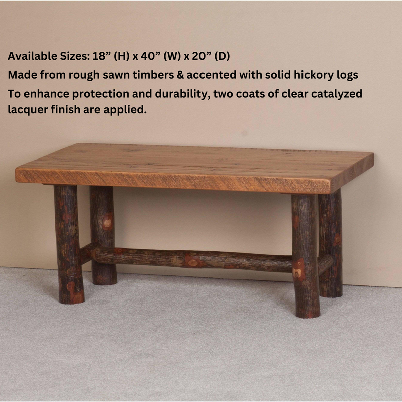 Viking Log Sawtooth Hickory Coffee Table - Rustic Furniture Marketplace
