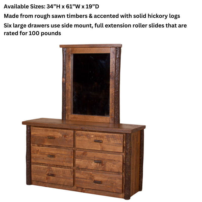 Viking Log Sawtooth Hickory Six Drawer Dresser Rustic Furniture Marketplace Viking Log Sawtooth Hickory Six Drawer Dresser Rustic Furniture Marketplace