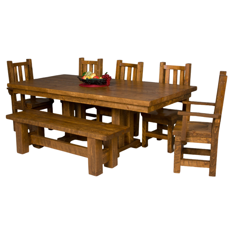 Viking Log Trestle Barnwood Dining Table