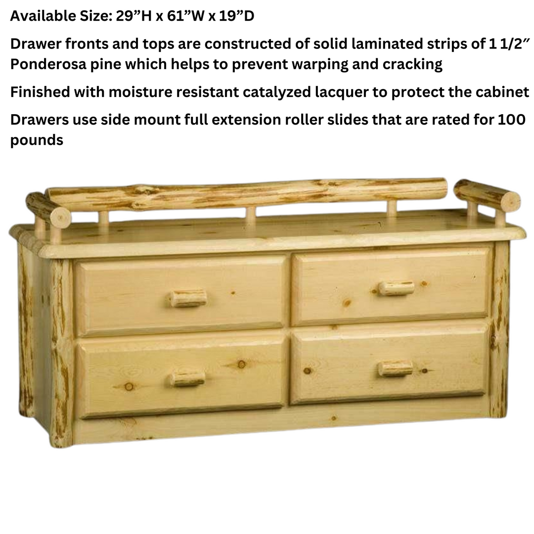 Viking Log Wilderness 4 Drawer Deacon’s Bench