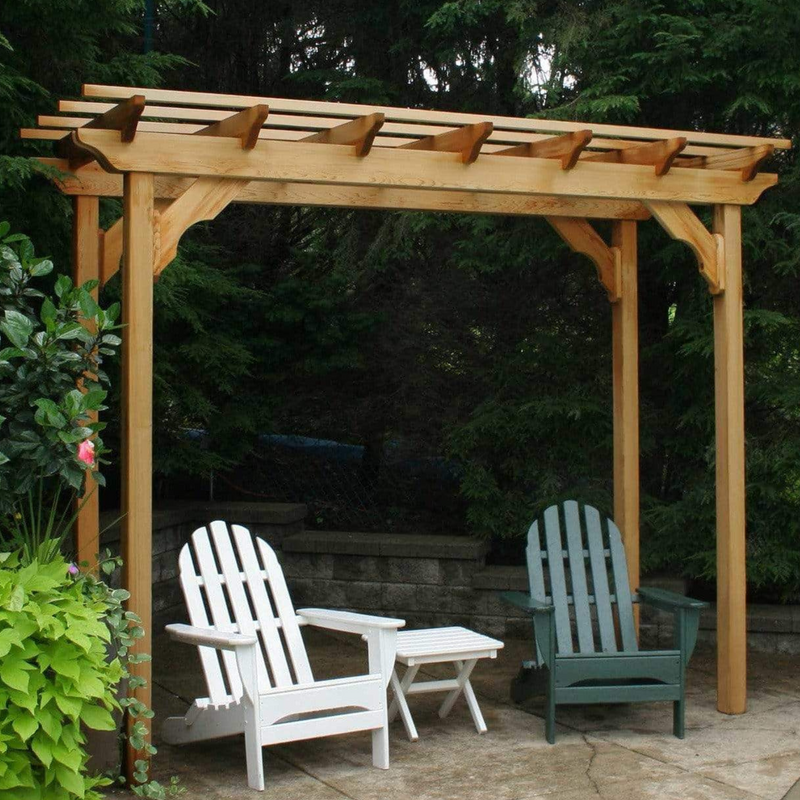 Creekvine Designs Red Cedar Courtyard Pergola with Chairs - Rustic Furniture Marketplace