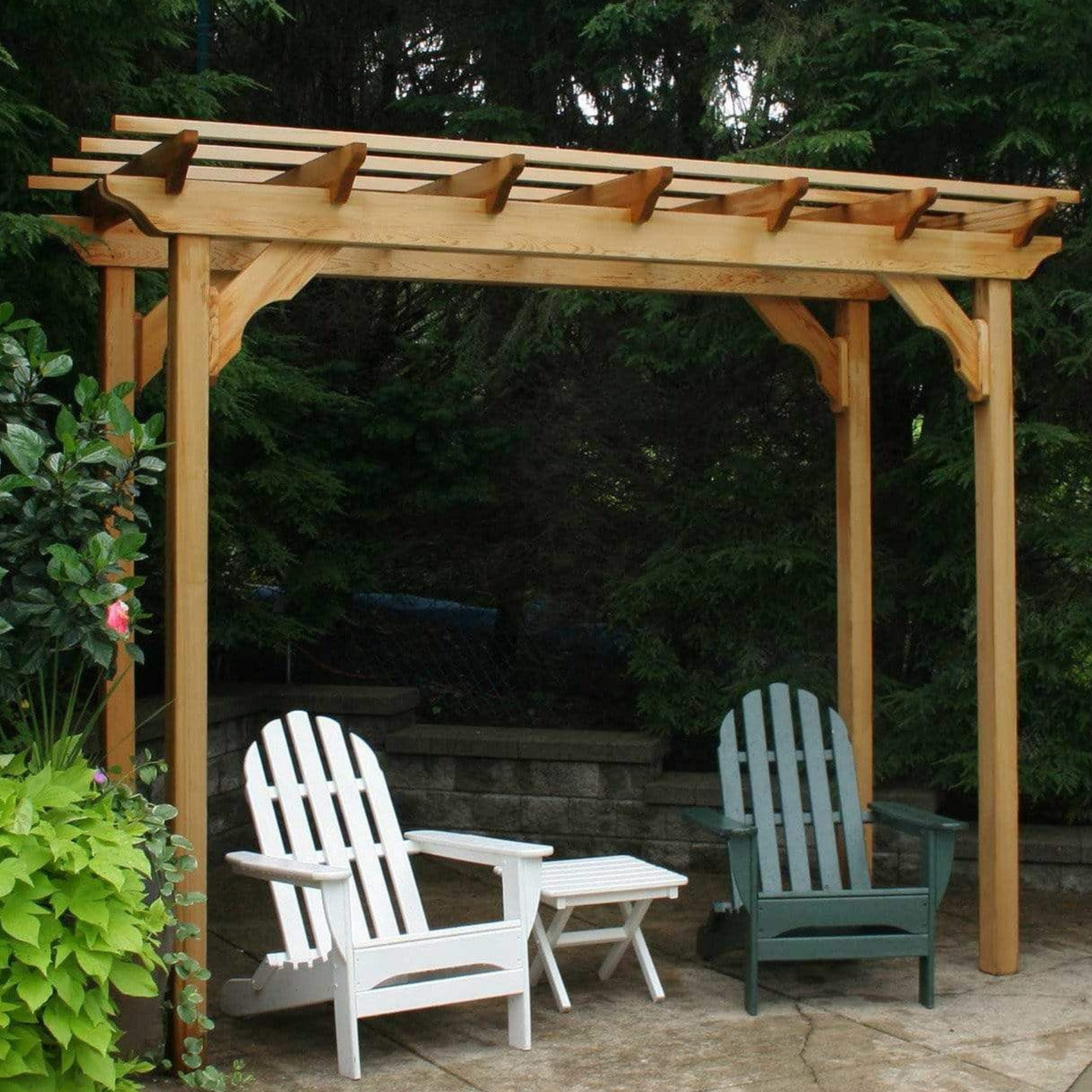 Creekvine Designs Red Cedar Courtyard Pergola with Chairs - Rustic Furniture Marketplace