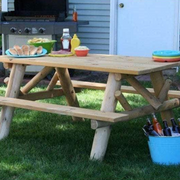 Lakeland Mills 6’ Log Picnic Table with Attached Benches-Rustic Furniture Marketplace