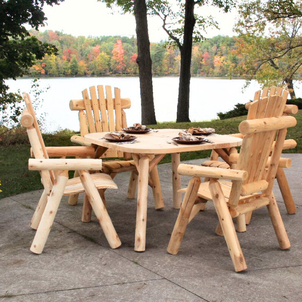 Lakeland Mills Cedar Log Dining Chair with Picnic Table - Rustic Furniture Marketplace