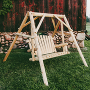 Lakeland Mills Cedar Log 4 Foot Yard Swing Side View - Rustic Furniture Markelpace