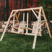 Lakeland Mills Cedar Log Double Chair Swing - Rustic Furniture Marketplace