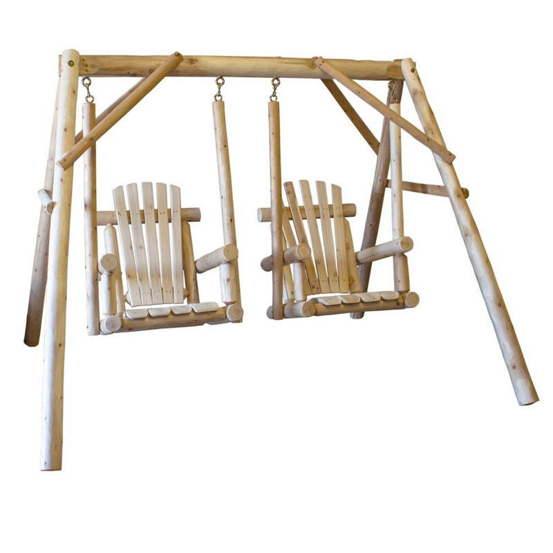 Lakeland Mills Cedar Log Double Chair Swing - Rustic Furniture Marketplace