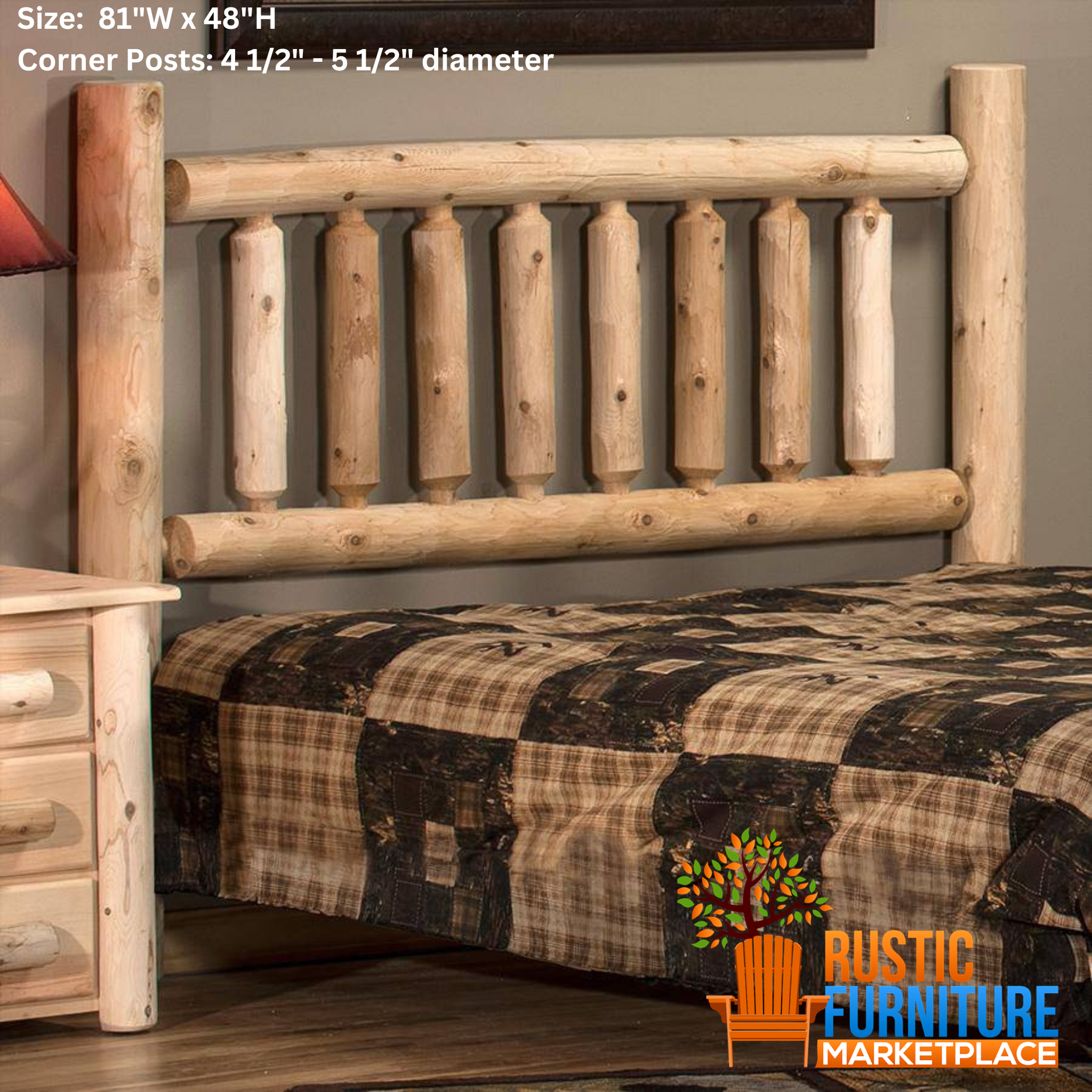 Lakeland Mills Cedar Log King Headboard (Only)