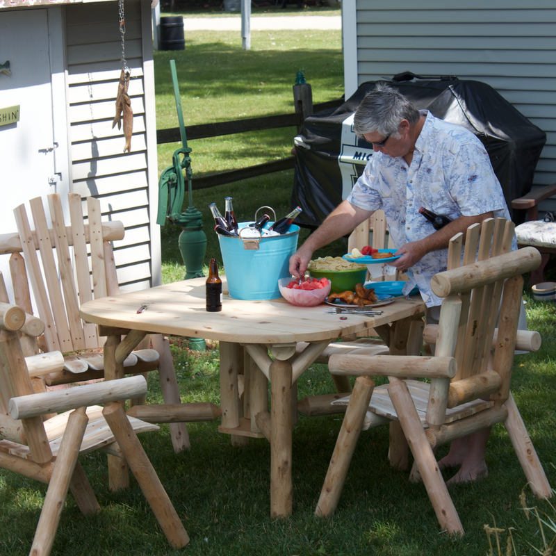 Lakeland Mills Cedar Log Outdoor Dining Table