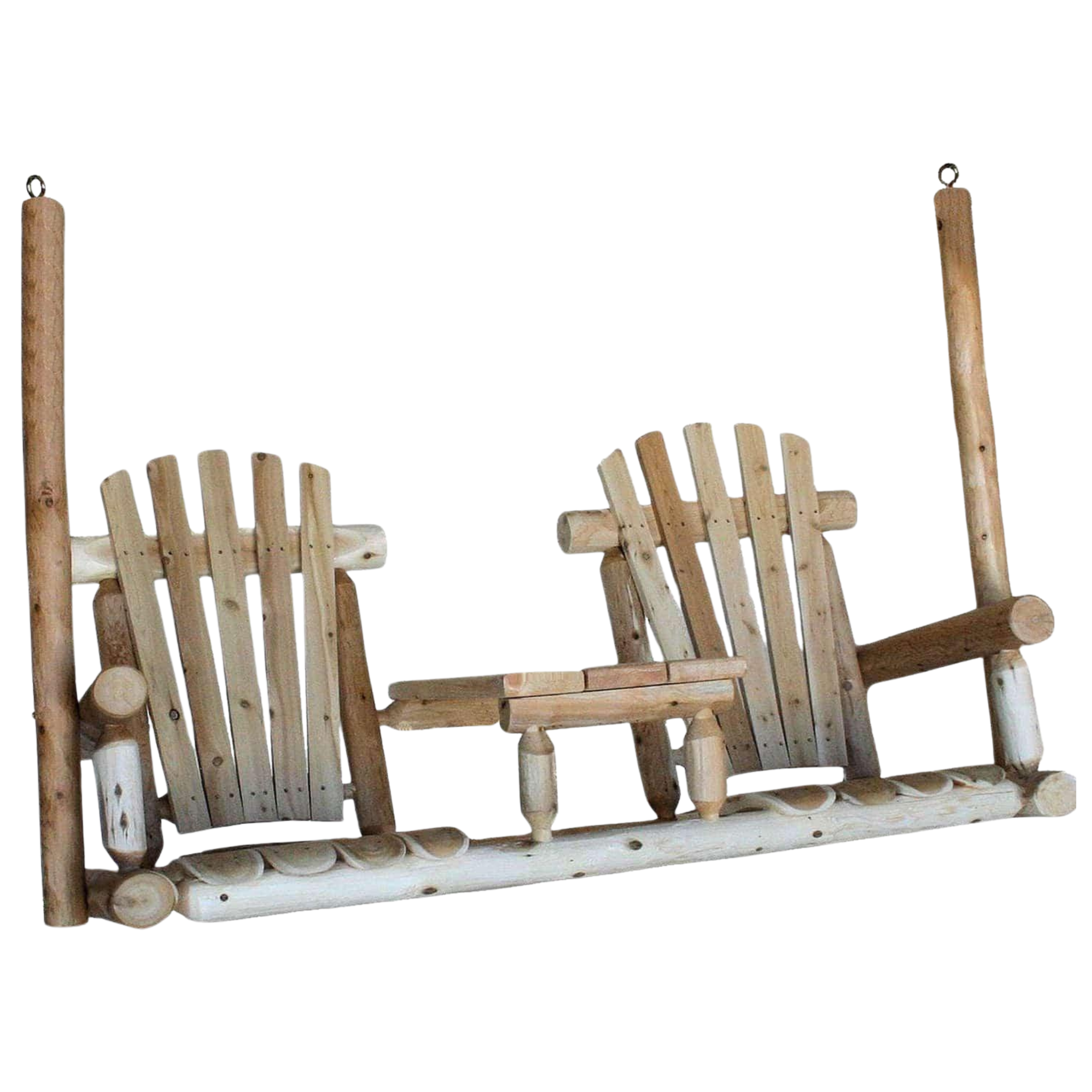 Lakeland Mills Cedar Log Tete-A-Tete Porch Swing - Rustic Furniture Marketplace