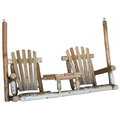 Lakeland Mills Cedar Log Tete-A-Tete Porch Swing - Rustic Furniture Marketplace