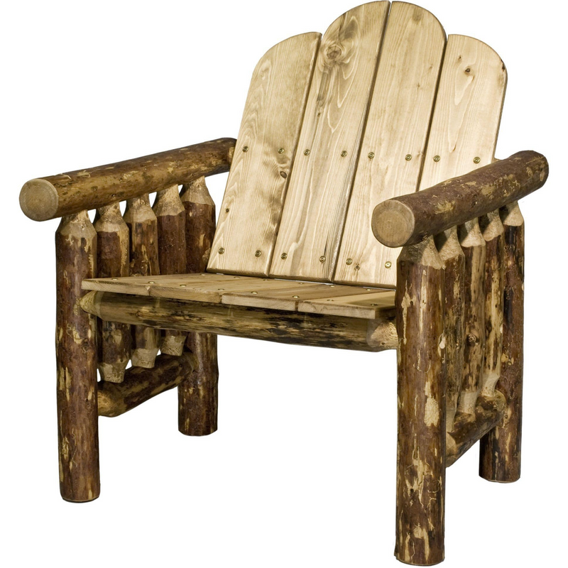 Wooden chair with rustic design on a white background