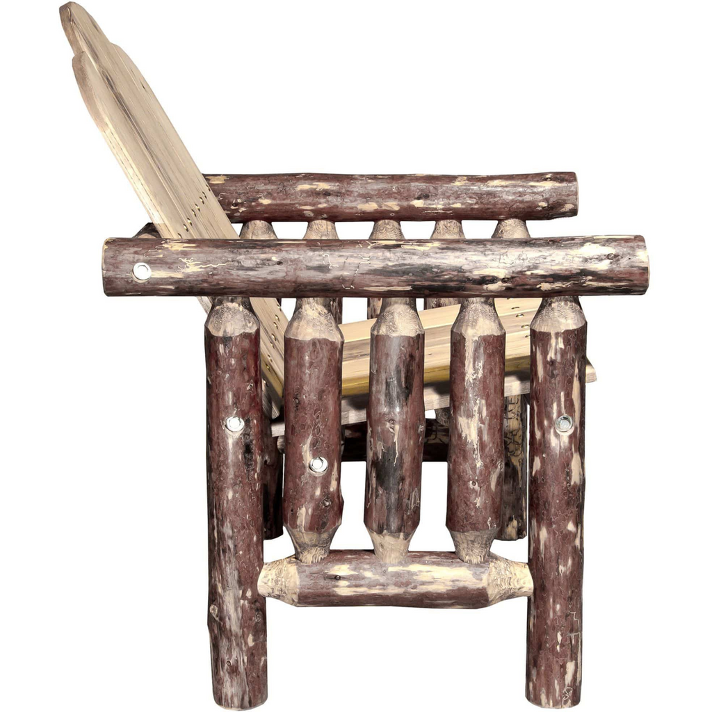 Wooden chair made of logs on a white background