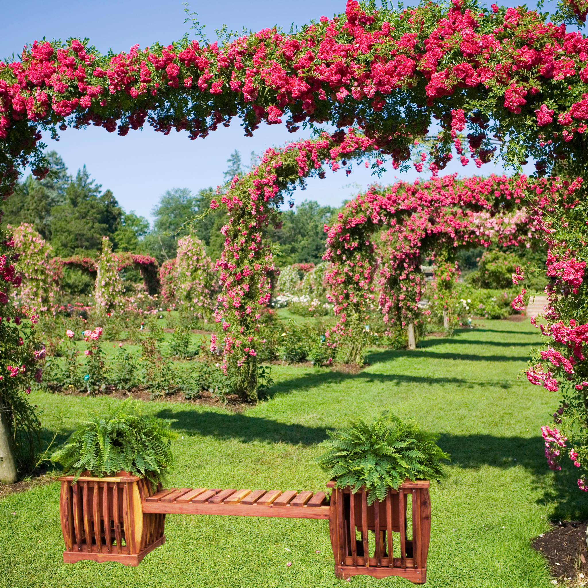 Nature's Lawn Patio Planters with Center Sitting Bench