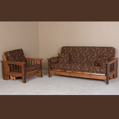 Viking Log Sawtooth Hickory Futon and Chair-Rustic Furniture Marketplace