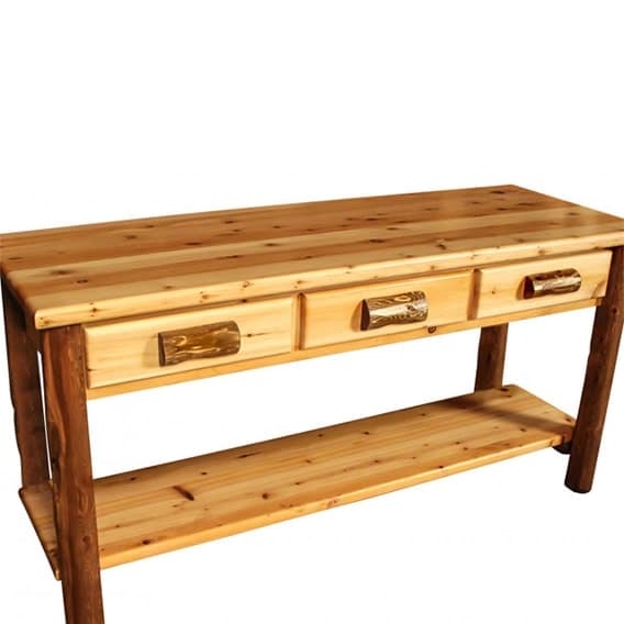 Rocky Top Rustic Cedar Three Drawer Sofa Table