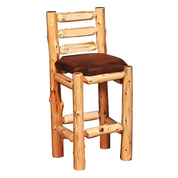 Rocky Top Cedar Bar Chair with Ladder Back & Upholstered Seat