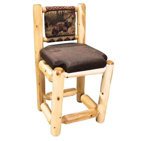 Rocky Top Cedar Bar Chair with Upholstered Back & Seat