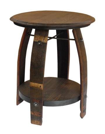 Southern Splinter Barrel Side Table with Shelf-Rustic Furniture Marketplace