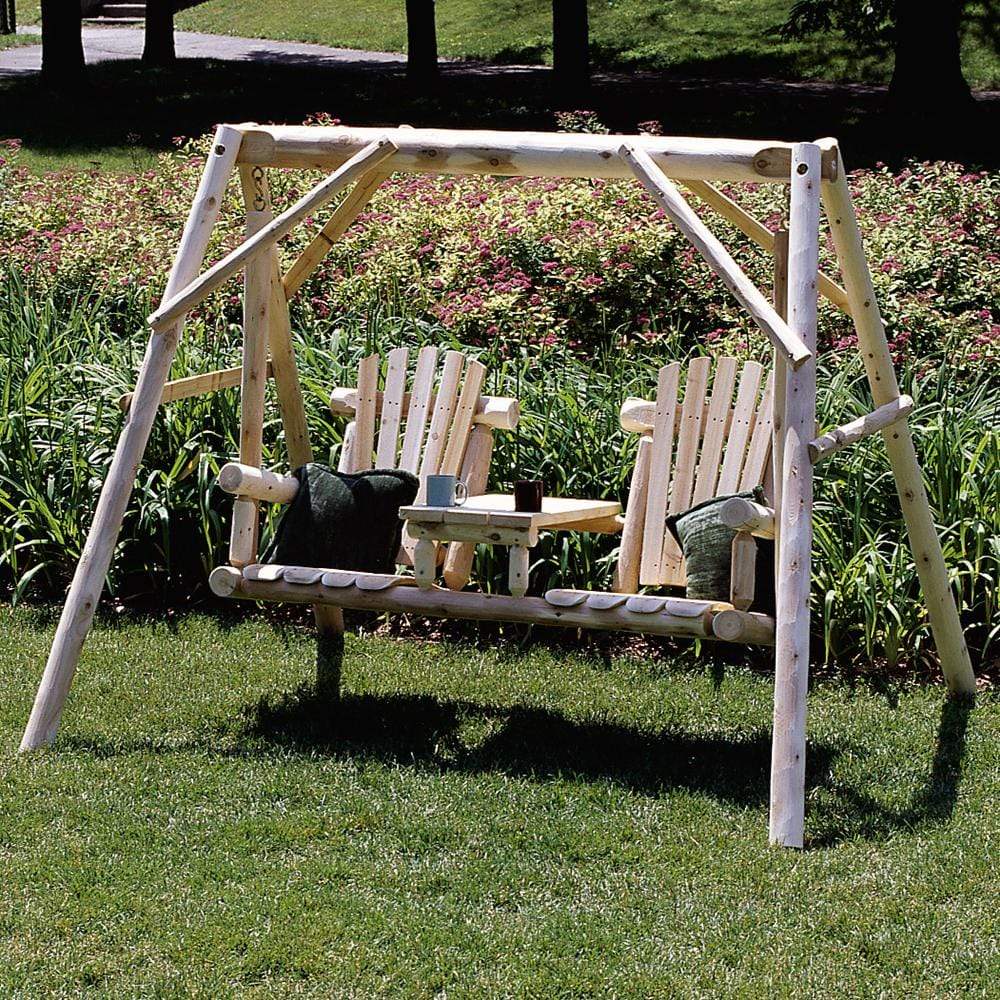 Lakeland Mills Cedar Log Tete-A-Tete Yard Swing-Rustic Furniture Marketplace