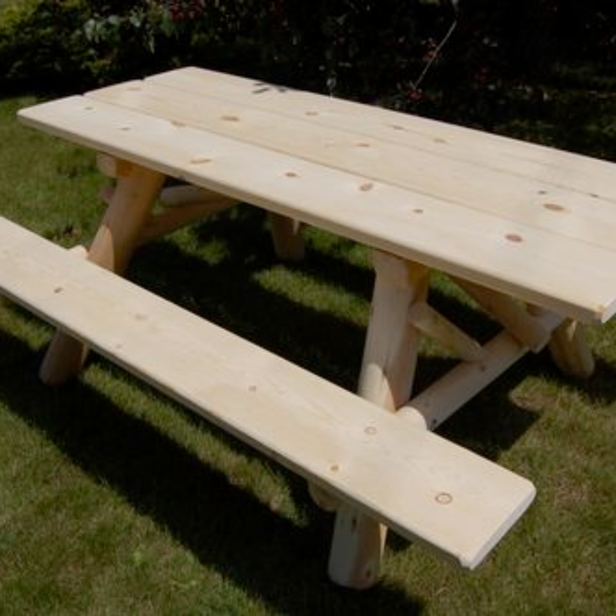 Moon Valley Rustic 8' Wood Picnic Table with Attached Benches
