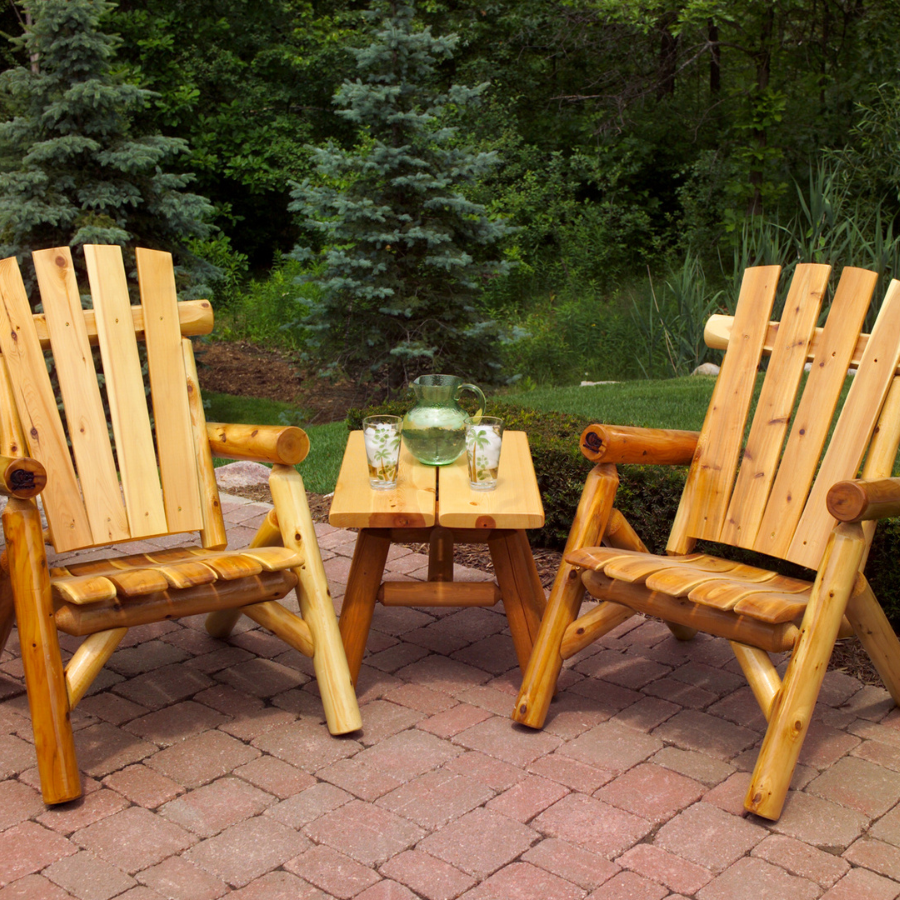 Moon Valley Rustic Cedar Log Lawn Chairs with Table