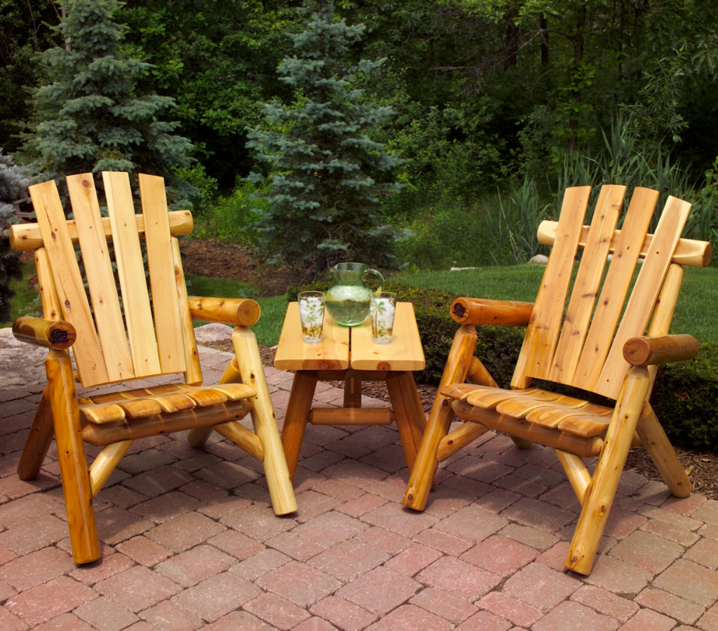 Moon Valley Rustic Cedar Log Lawn Chairs with Table