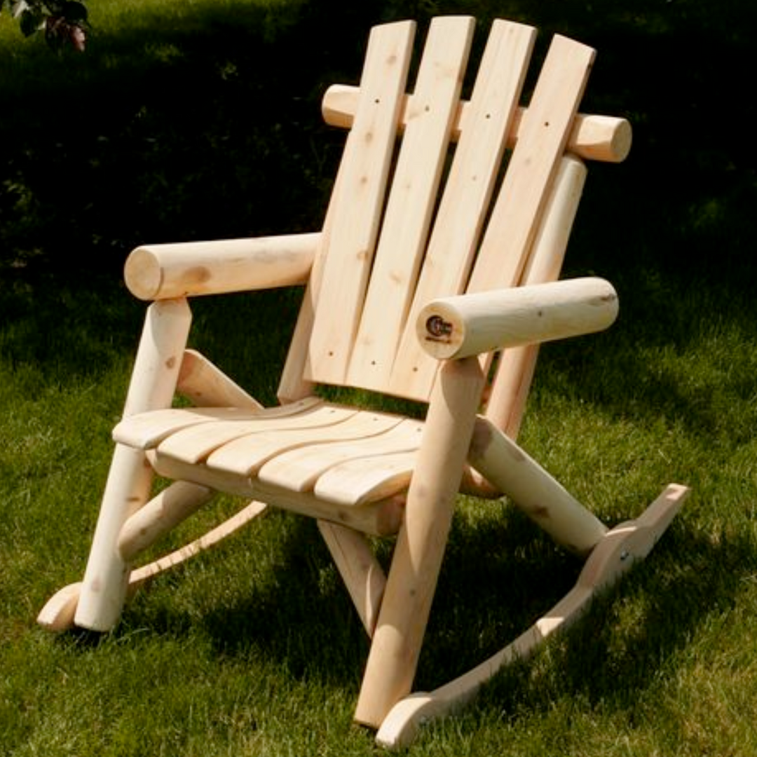 Moon Valley Rustic Cedar Log Outdoor Rocking Chair