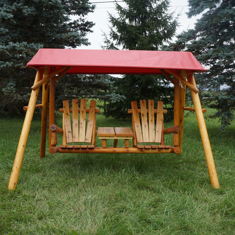 Moon Valley Rustic Cedar Log Tete-a-Tete Yard Swing