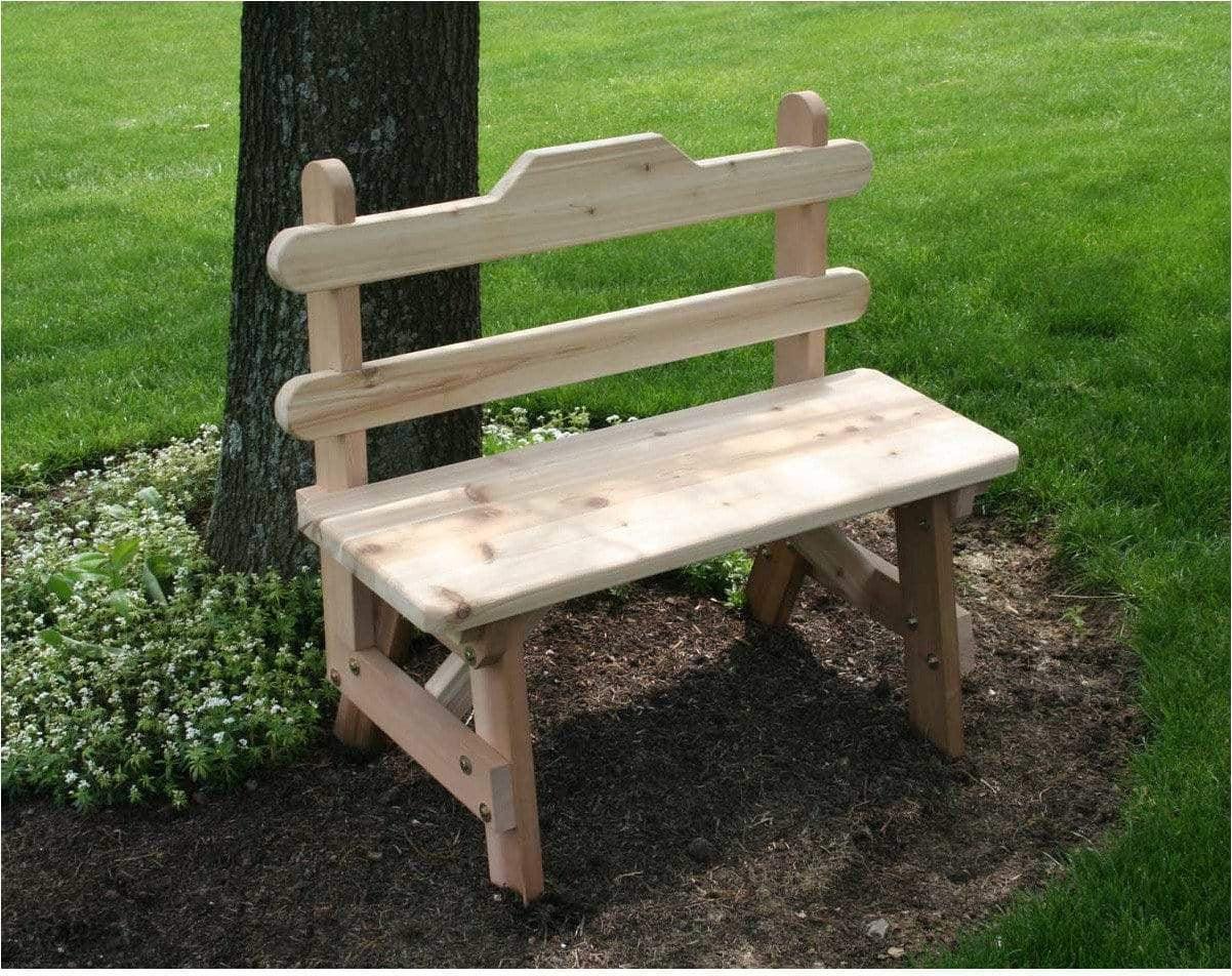 Creekvine Designs 3' Cedar Tab Back Bench-Rustic Furniture Marketplace