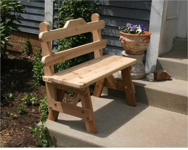 Creekvine Designs 3' Cedar Tab Back Bench-Rustic Furniture Marketplace
