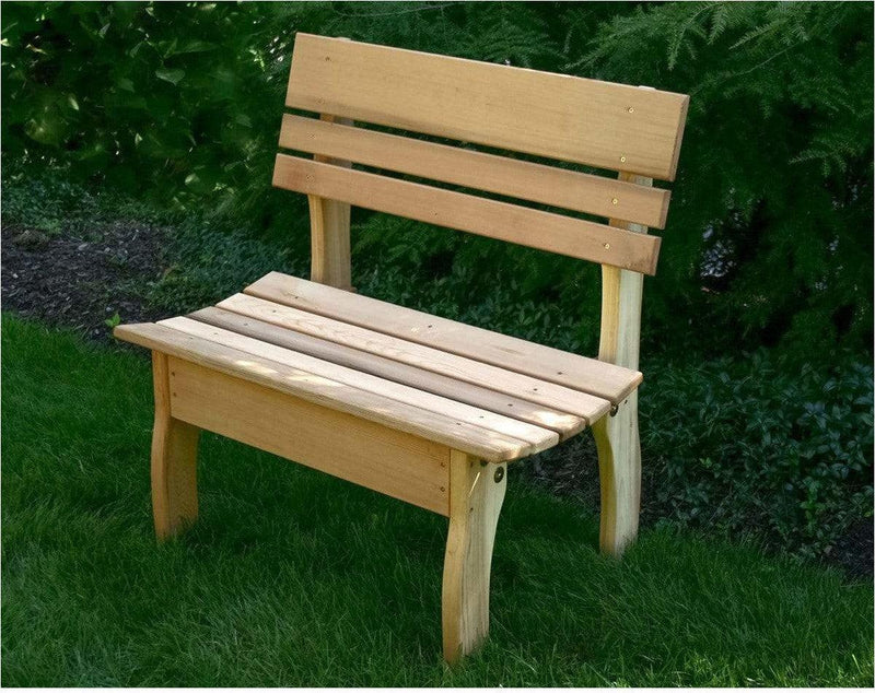 Creekvine Designs 32" Red Cedar Chickadee Backed Bench-Rustic Furniture Marketplace