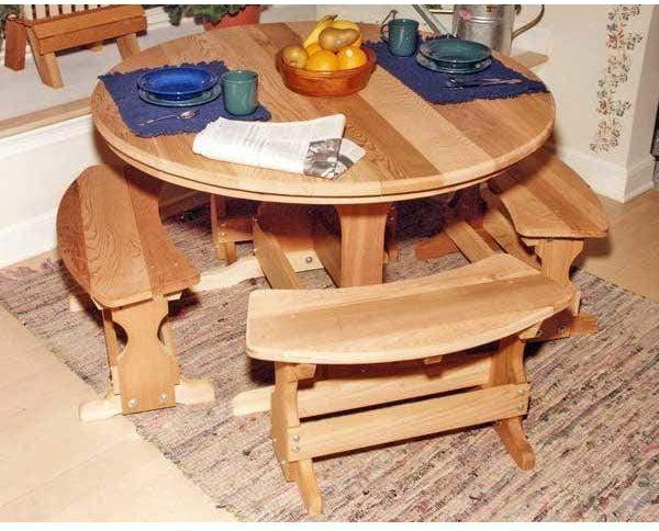 Creekvine Designs 35" Cedar Round Trestle Dining Set-Rustic Furniture Marketplace