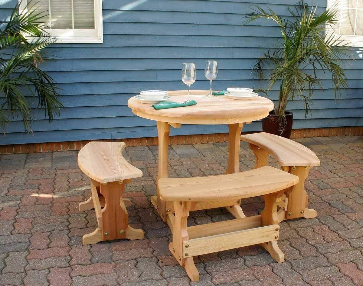 Creekvine Designs 35" Cedar Round Trestle Dining Set-Rustic Furniture Marketplace