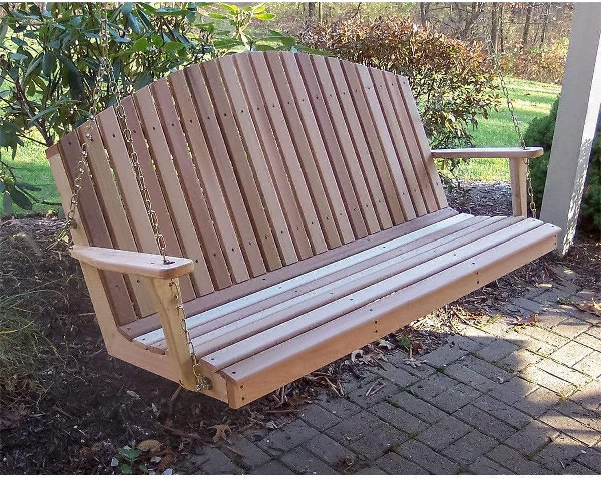 Creekvine Designs 4' Cedar Mountaintop Fanback Porch Swing-Rustic Furniture Marketplace