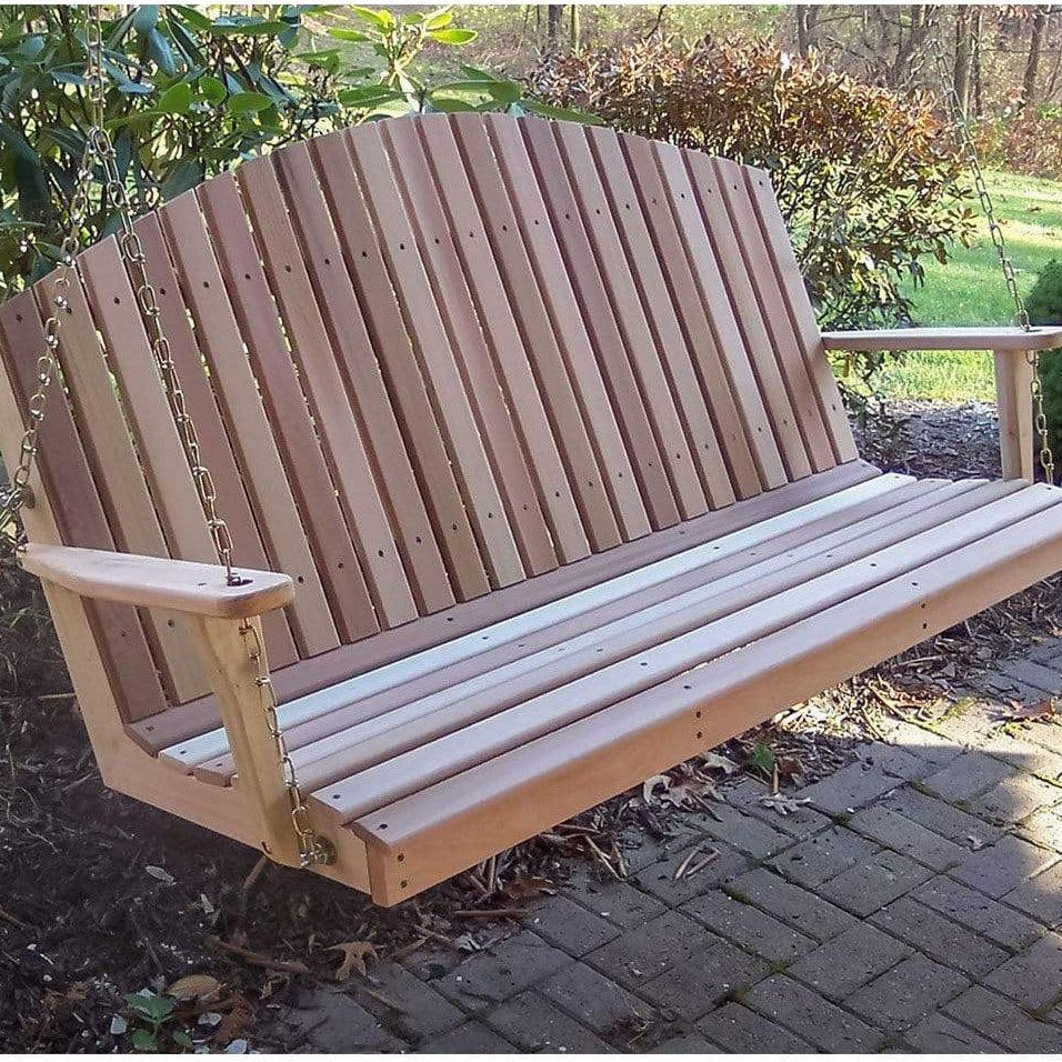 Creekvine Designs 4' Cedar Mountaintop Fanback Porch Swing-Rustic Furniture Marketplace