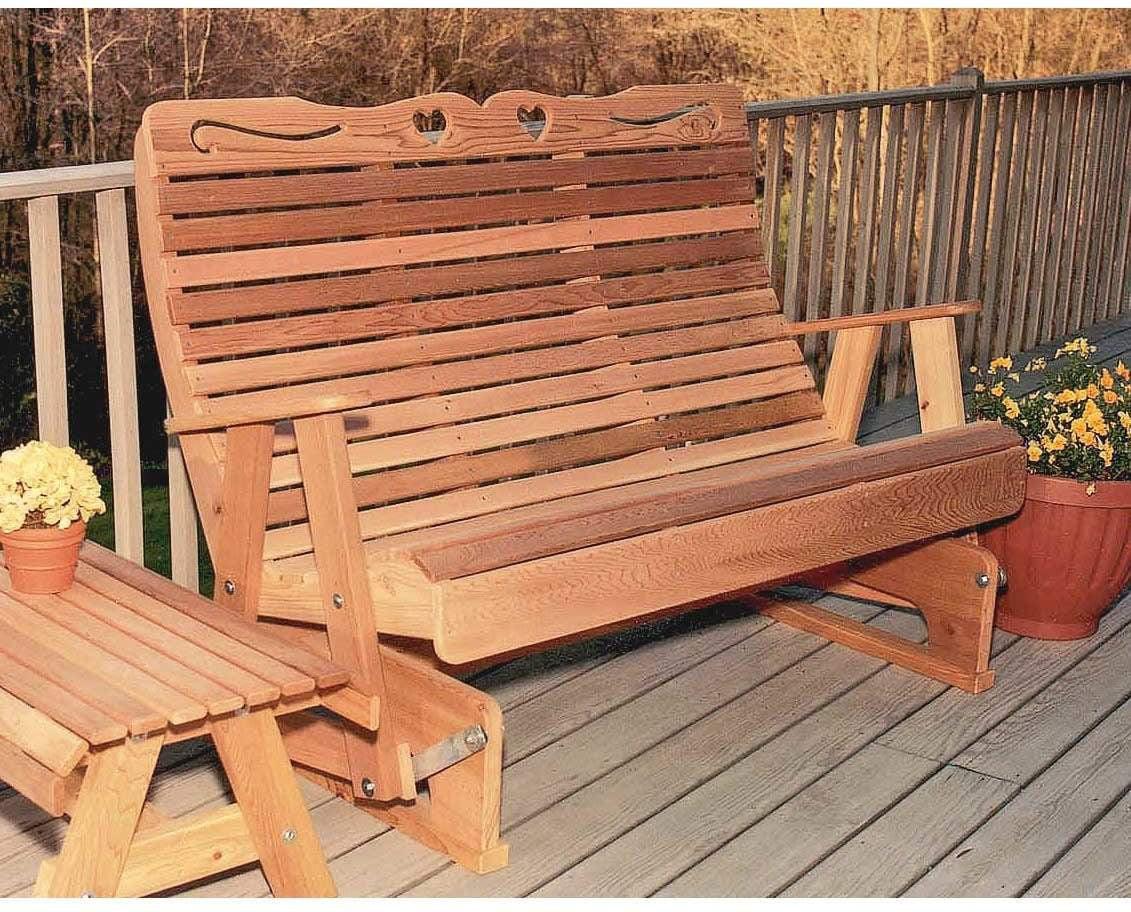 Creekvine Designs 4' Cedar Royal Country Hearts Rocking Glider-Rustic Furniture Marketplace