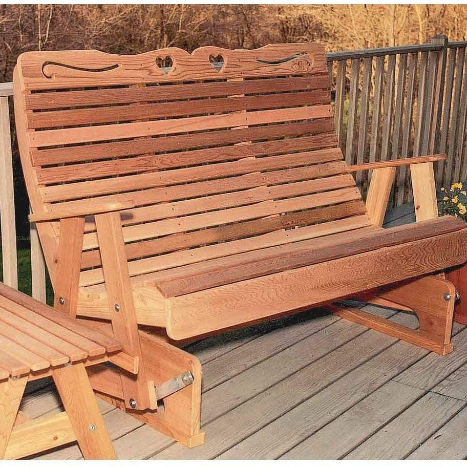 Creekvine Designs 4' Cedar Royal Country Hearts Rocking Glider-Rustic Furniture Marketplace