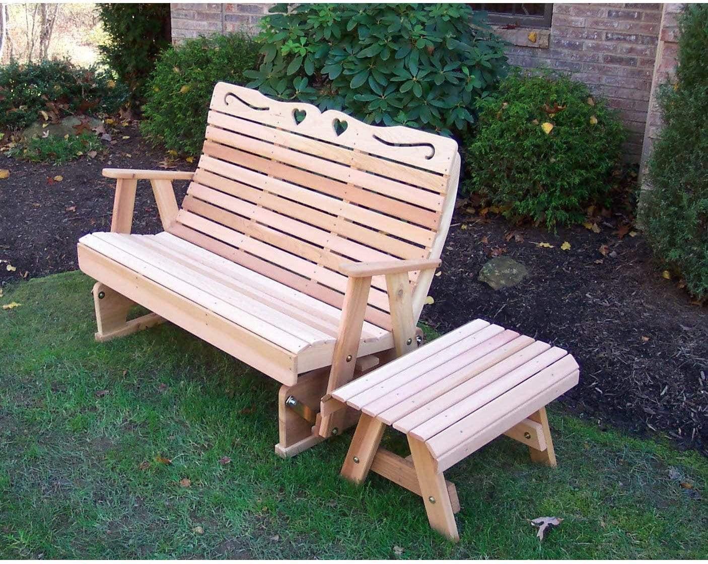 Creekvine Designs 4' Cedar Royal Country Hearts Rocking Glider-Rustic Furniture Marketplace