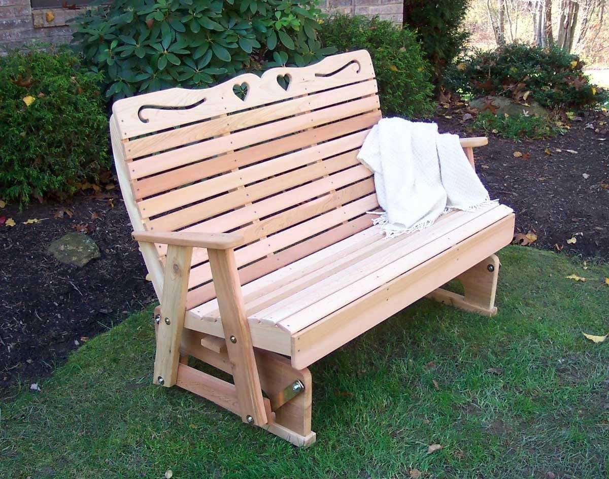 Creekvine Designs 4' Cedar Royal Country Hearts Rocking Glider-Rustic Furniture Marketplace