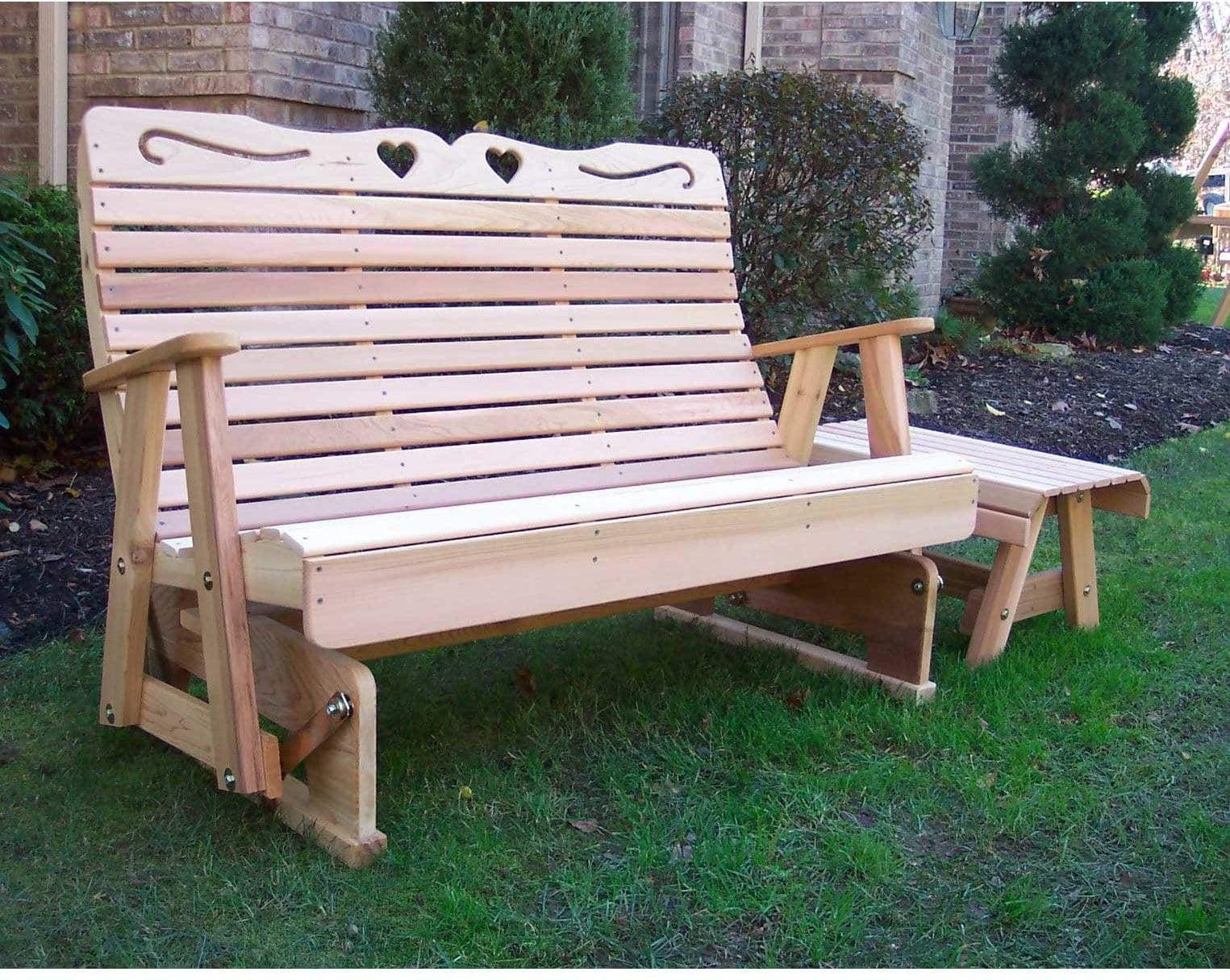 Creekvine Designs 4' Cedar Royal Country Hearts Rocking Glider-Rustic Furniture Marketplace