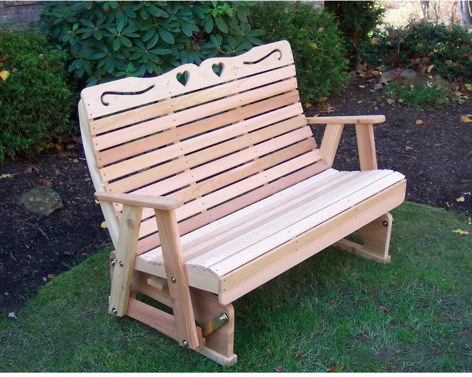 Creekvine Designs 4' Cedar Royal Country Hearts Rocking Glider-Rustic Furniture Marketplace