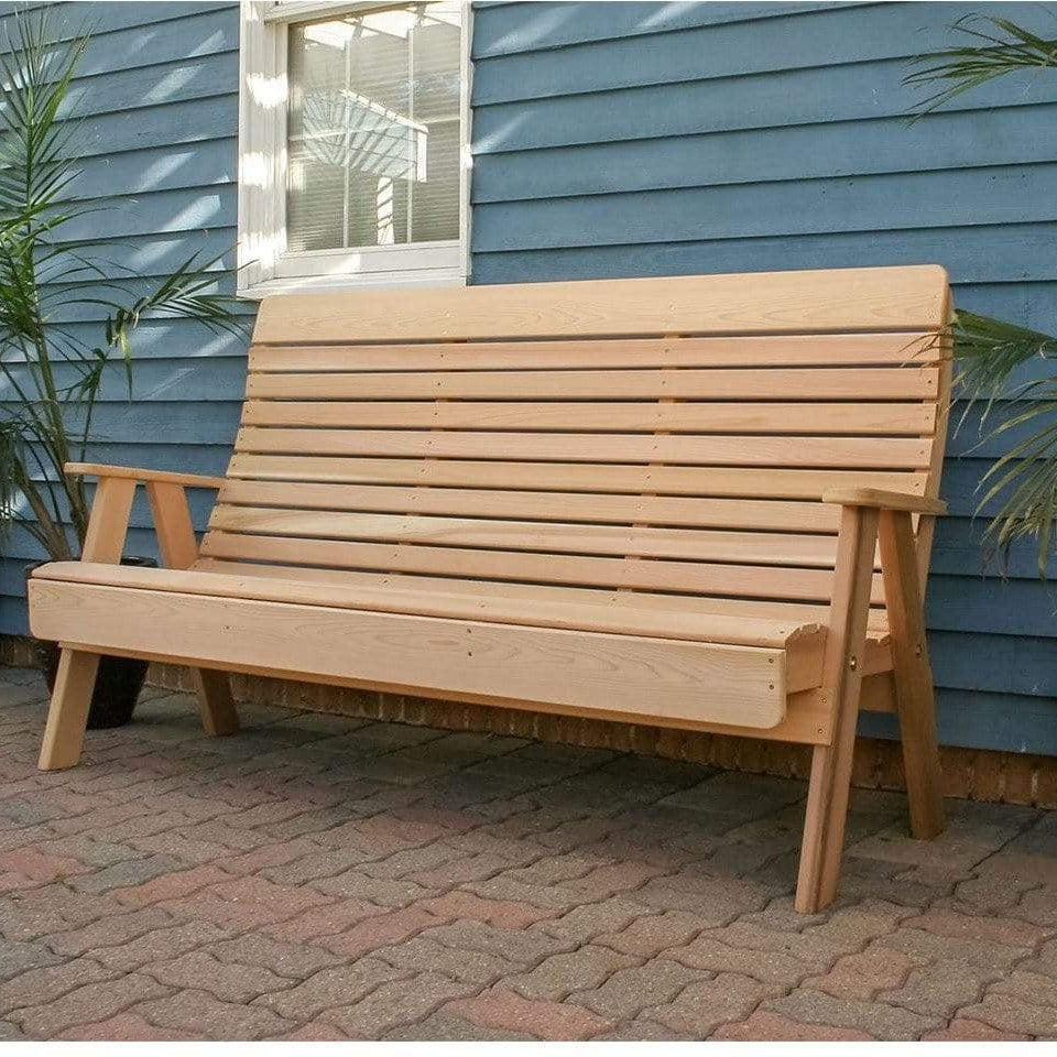 Creekvine Designs 4' Cedar Twin Ponds Highback Bench-Rustic Furniture Marketplace