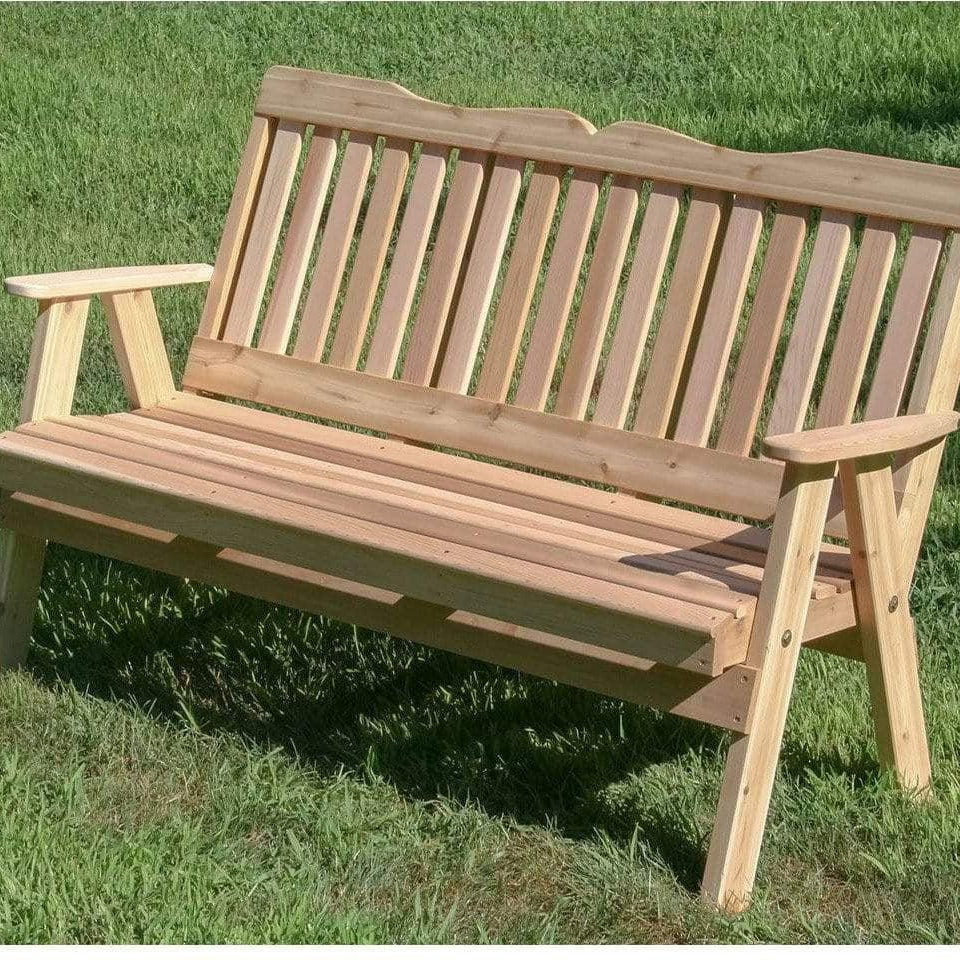 Creekvine Designs 4' Red Cedar Savannah English Garden Bench-Rustic Furniture Marketplace