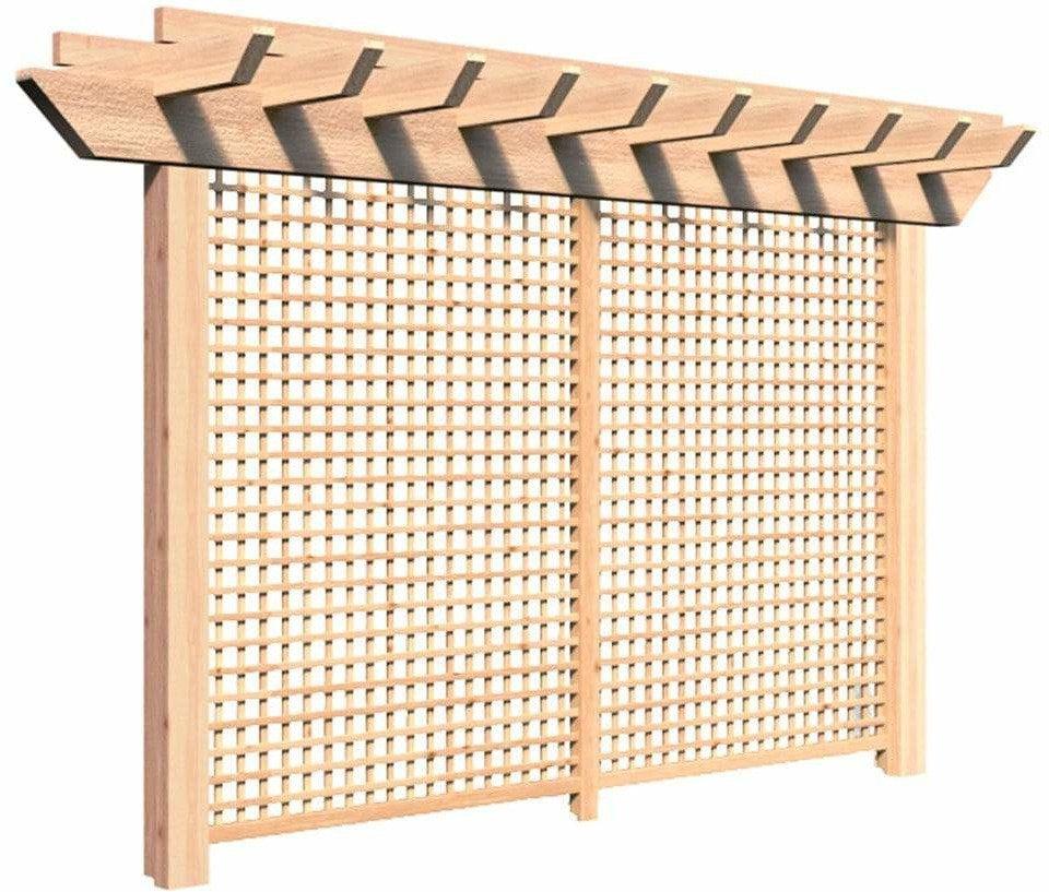 Creekvine Designs 4' Rough Cut Cedar Monterrey Pergola with Lattice-Rustic Furniture Marketplace