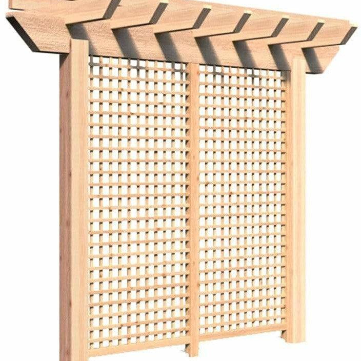 Creekvine Designs 4' Rough Cut Cedar Monterrey Pergola with Lattice-Rustic Furniture Marketplace