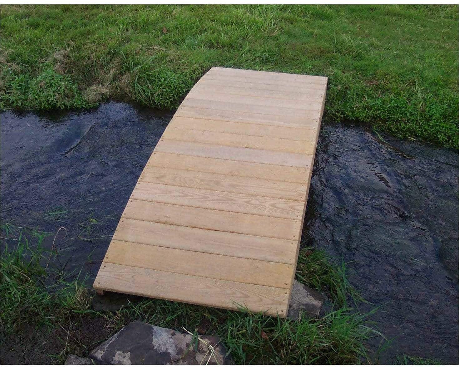 Creekvine Designs 4’ Treated Pine Fiore Plank Garden Bridge-Rustic Furniture Marketplace