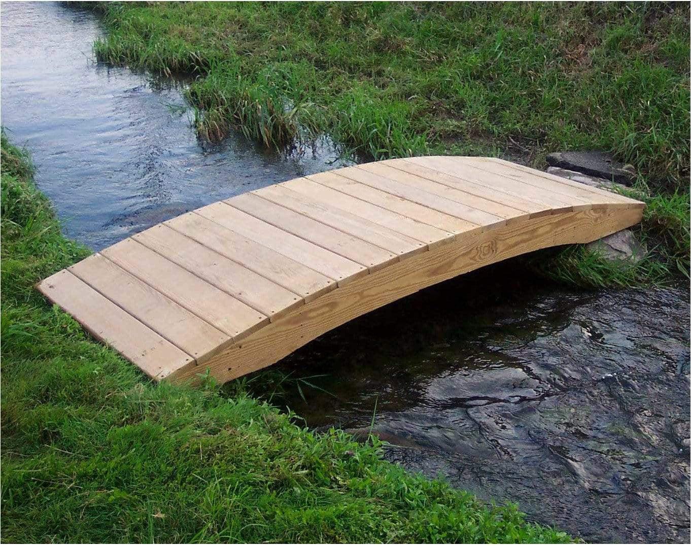 Creekvine Designs 4’ Treated Pine Fiore Plank Garden Bridge-Rustic Furniture Marketplace