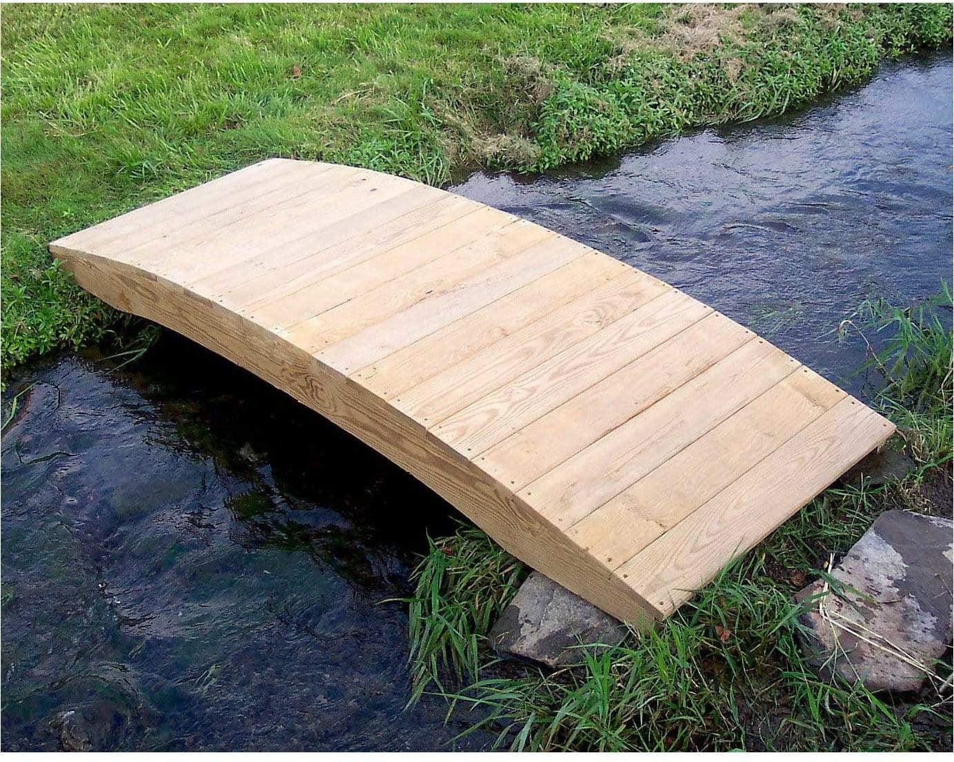 Creekvine Designs 4’ Treated Pine Fiore Plank Garden Bridge-Rustic Furniture Marketplace