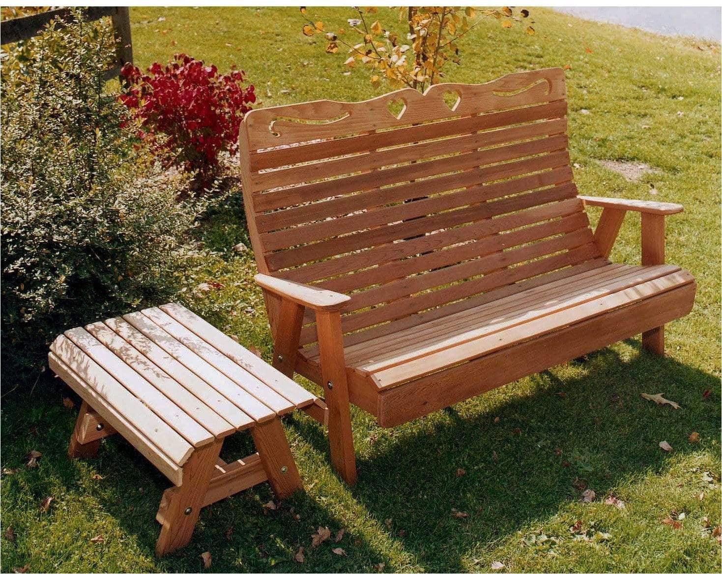 Creekvine Designs 5' Cedar Royal Country Hearts Garden Bench-Rustic Furniture Marketplace